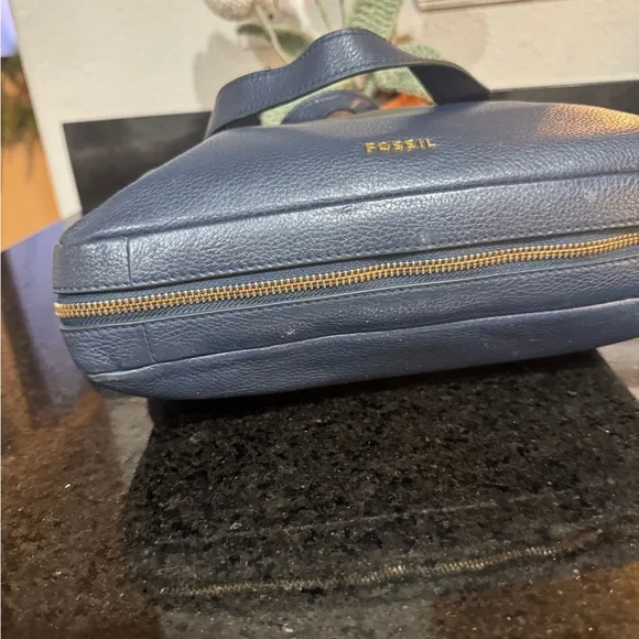Fossil Dark Blue Leather Shoulder Bag - Picture 11 of 15